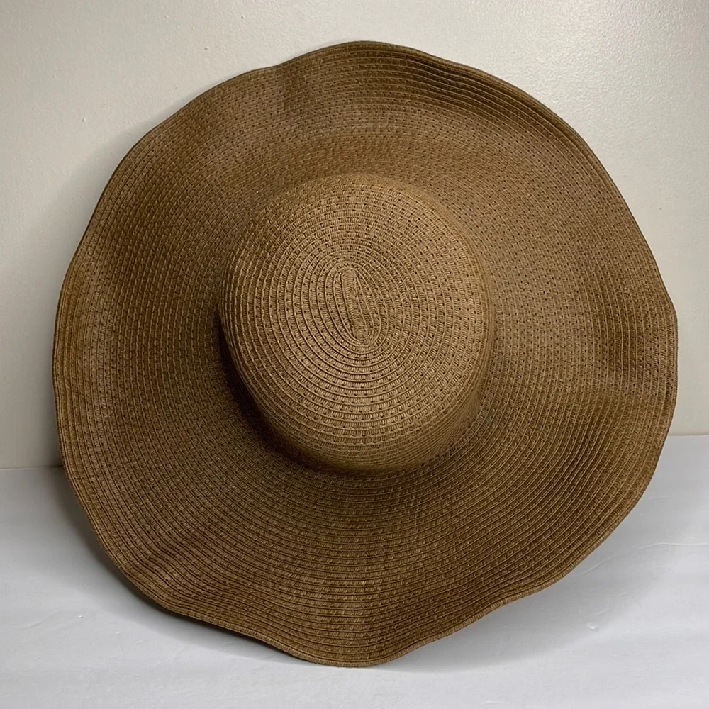 GOLDCOAST Sunwear Straw Sun Hat Brown Wide Brim Coastal Grandma Beach
